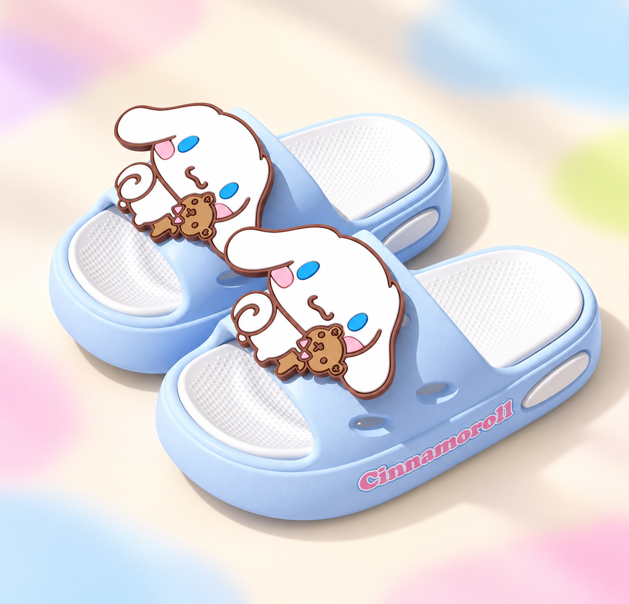 Character Charm Slide Sandals in Blue (Cinnamoroll)