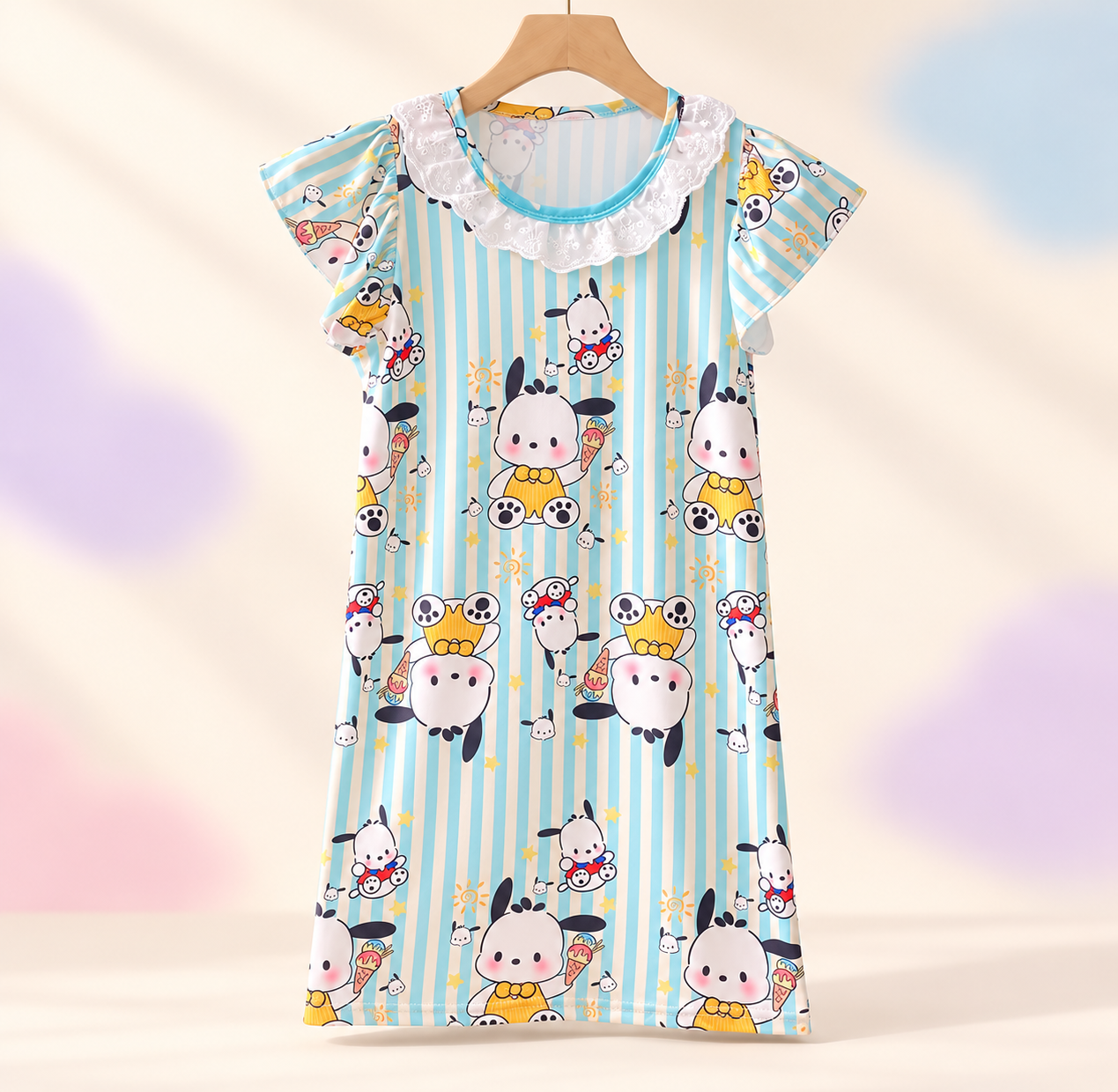 Character Print Nightgown in Sky Blue