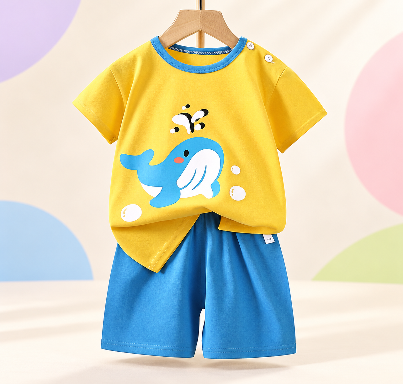 Toddler Graphic Two-Piece Set in Whale (Yellow & Blue)